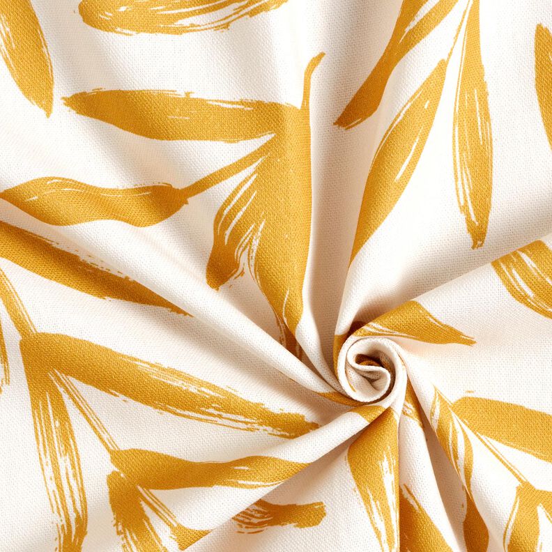Tecido para decora&ccedil;&atilde;o Meio linho Panam&aacute; Folhas minimalistas &ndash; mostarda/natural,  image number 3