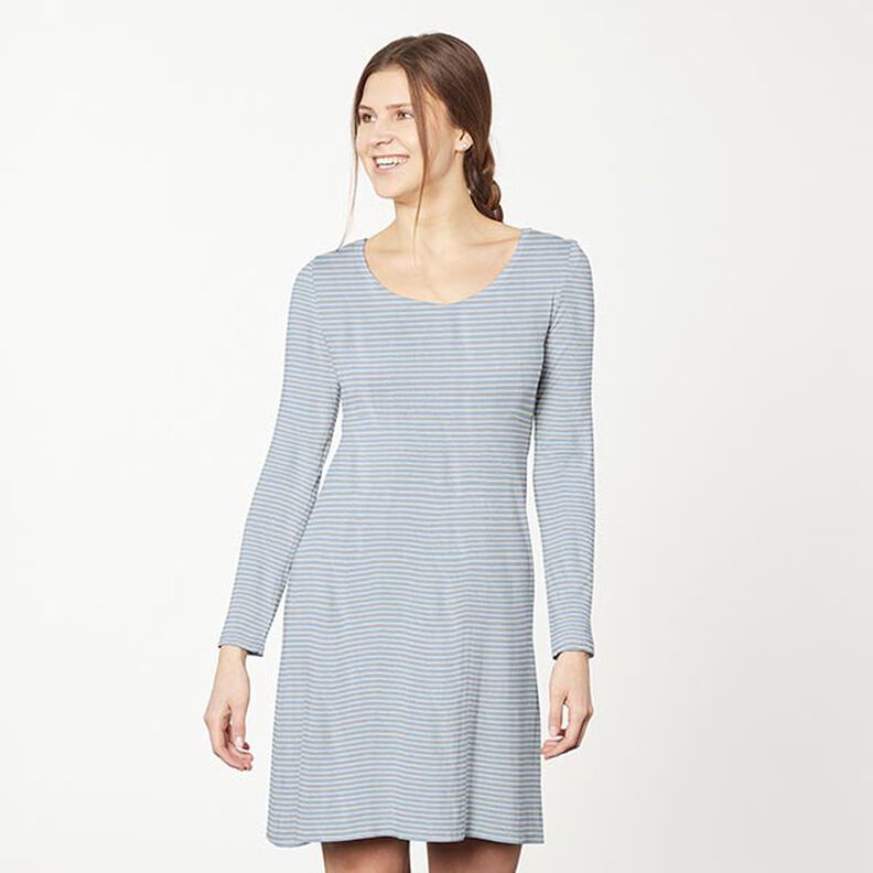 Jersey de algodão Riscas estreitas – caju/azul claro,  image number 8