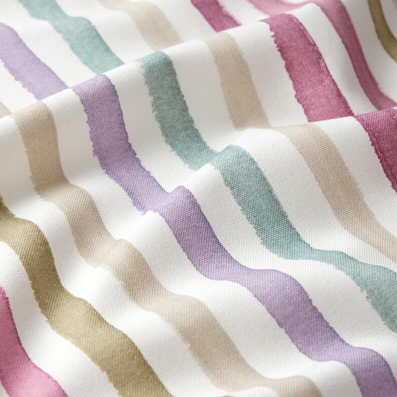 Tecido para decoração Meio linho Panamá Riscas aquarela – marfim/eucalipto,  image number 2