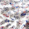 Tecido de algodão Cretone Bicicletas retro – branco/azul,  thumbnail number 2