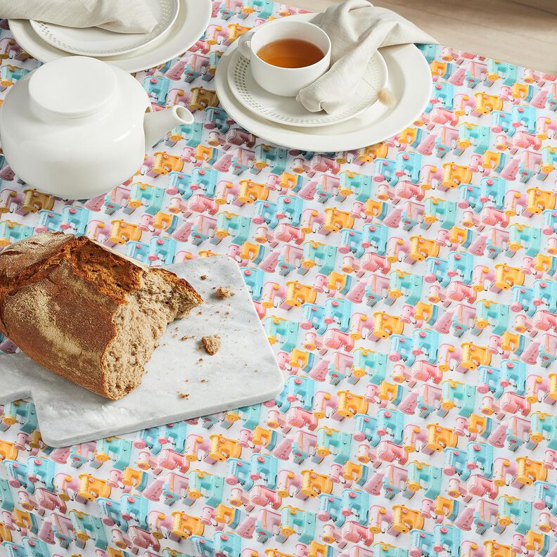 Tecido de algod&atilde;o Popelina M&aacute;quinas de costura coloridas &ndash; rosa-claro/turquesa claro,  image number 7