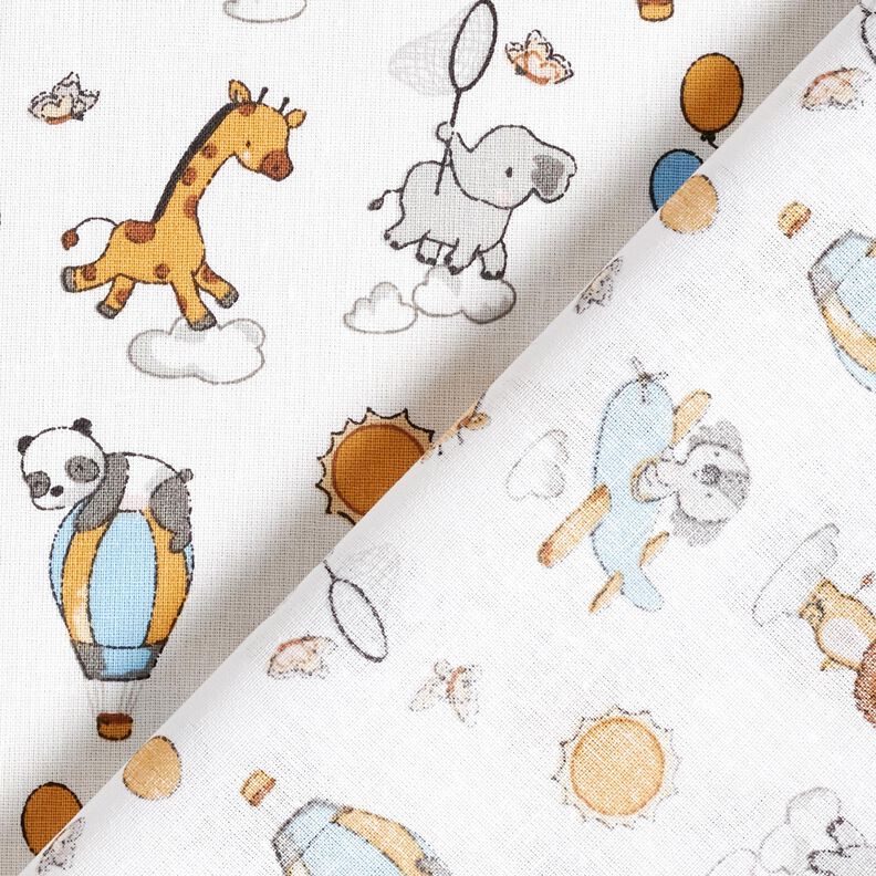 Popelina de algodão Animais bebés nas nuvens – branco,  image number 4