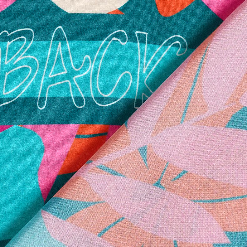 Viscose Voile Flores grandes Design de rebordo Barra – azul petróleo,  image number 4