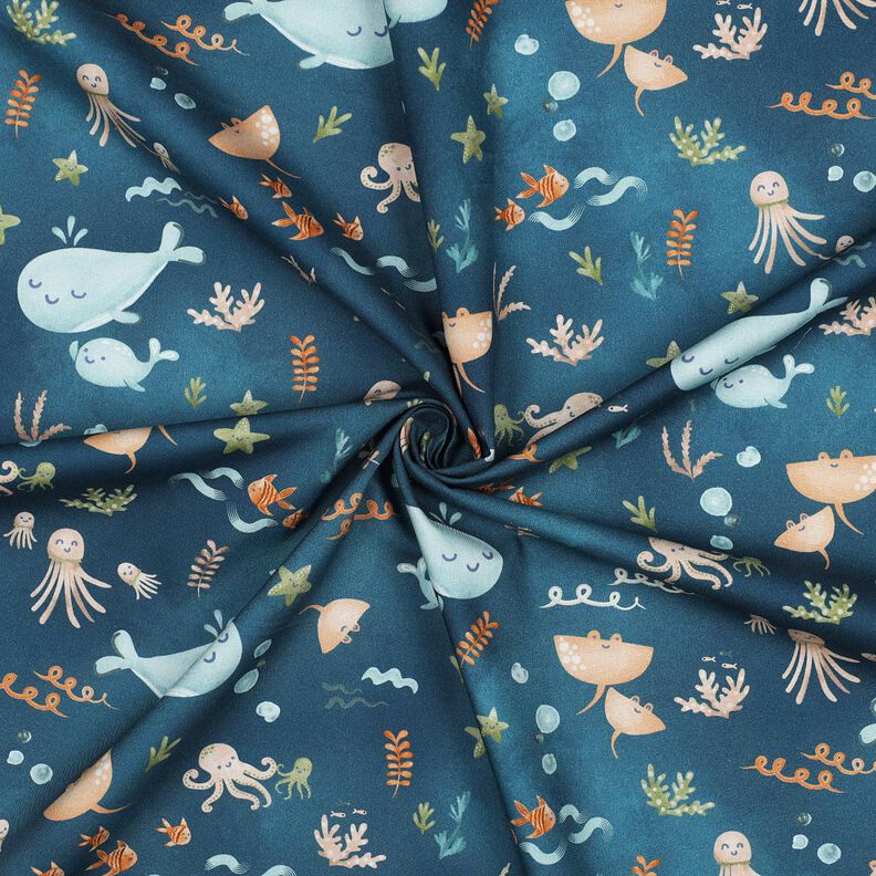 Popelina de algodão Animais marinhos felizes Impressão Digital | Poppy Fabrics – azul-oceano,  image number 3