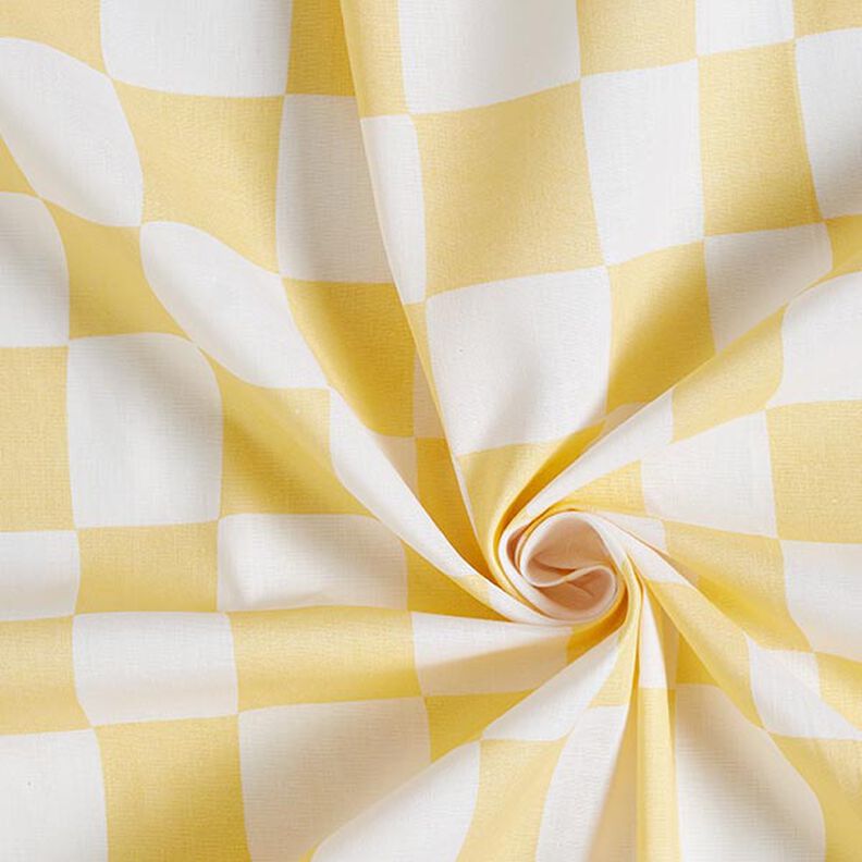 Tecido de algodão Cretone Xadrez abstrato – branco/amarelo-baunilha,  image number 3