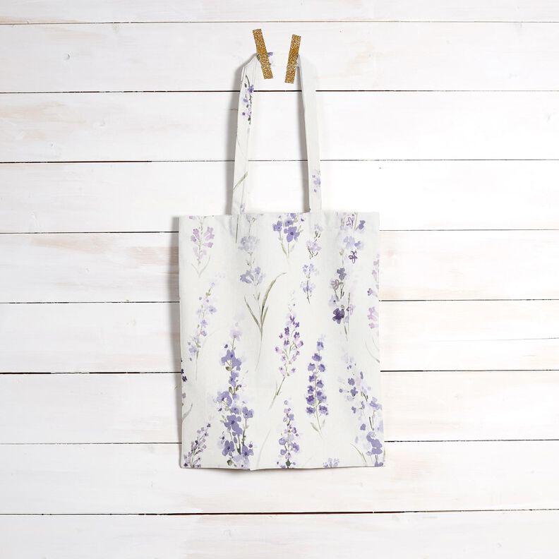 Tecido para decoração Meio linho Panamá Campo de lavanda – marfim/lilás,  image number 9