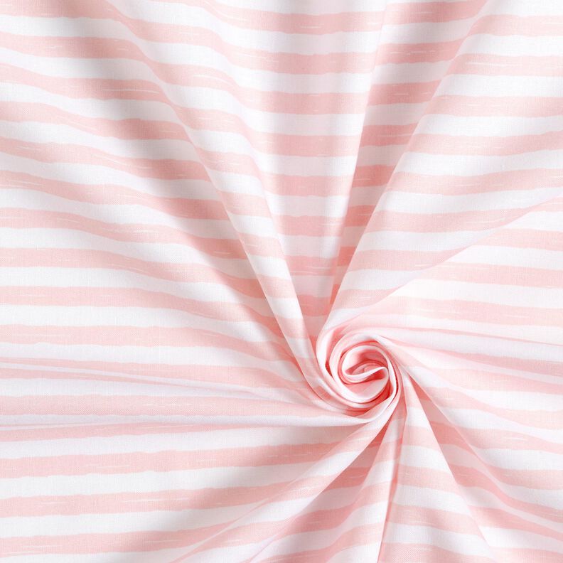 Tecido de algodão Cretone Riscas casuais – rosa-claro/branco,  image number 3
