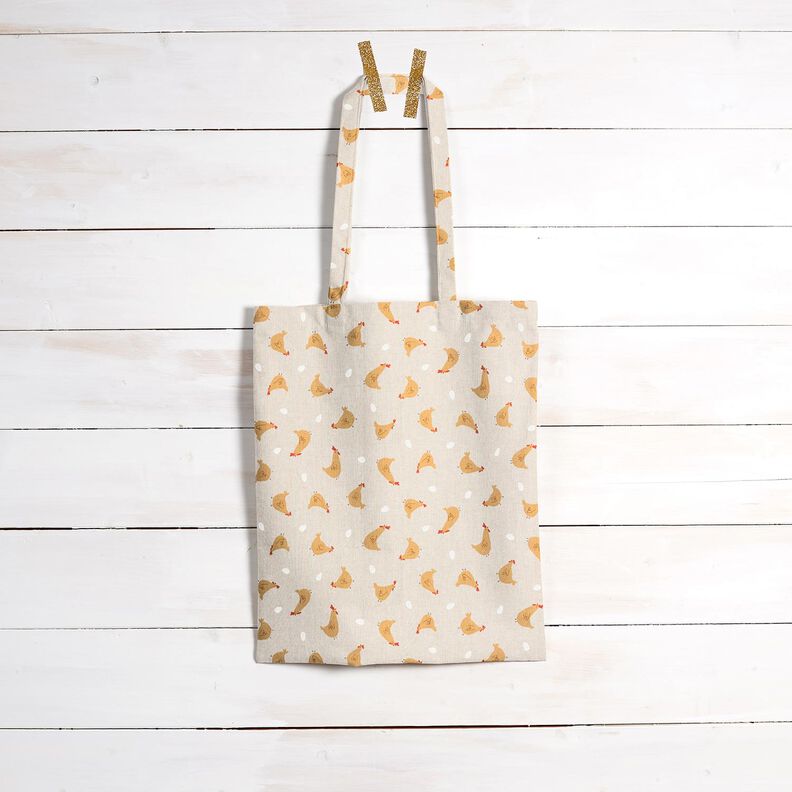 Tecido para decoração Meio linho Panamá Galinhas pequenas – natural/amarelo-caril,  image number 8