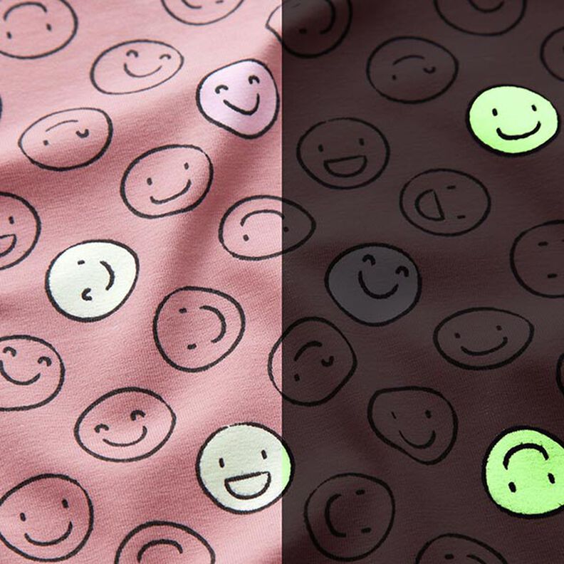 Jersey de algodão Smiley Glow-in-the-dark – rosa embaçado,  image number 3