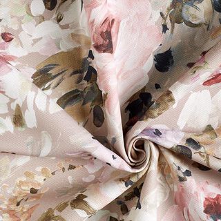 Meio linho Panamá Tecido decorativo Floris – beige/rosa, 