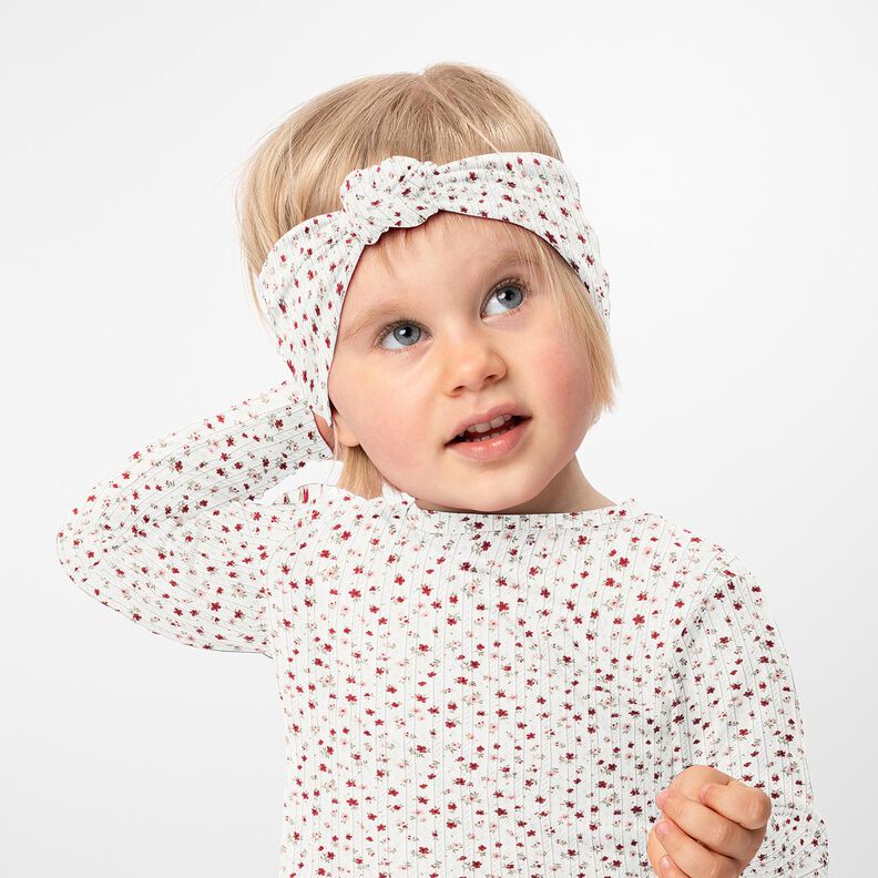 Ajour Jersey de algodão Florzinhas – marfim,  image number 6