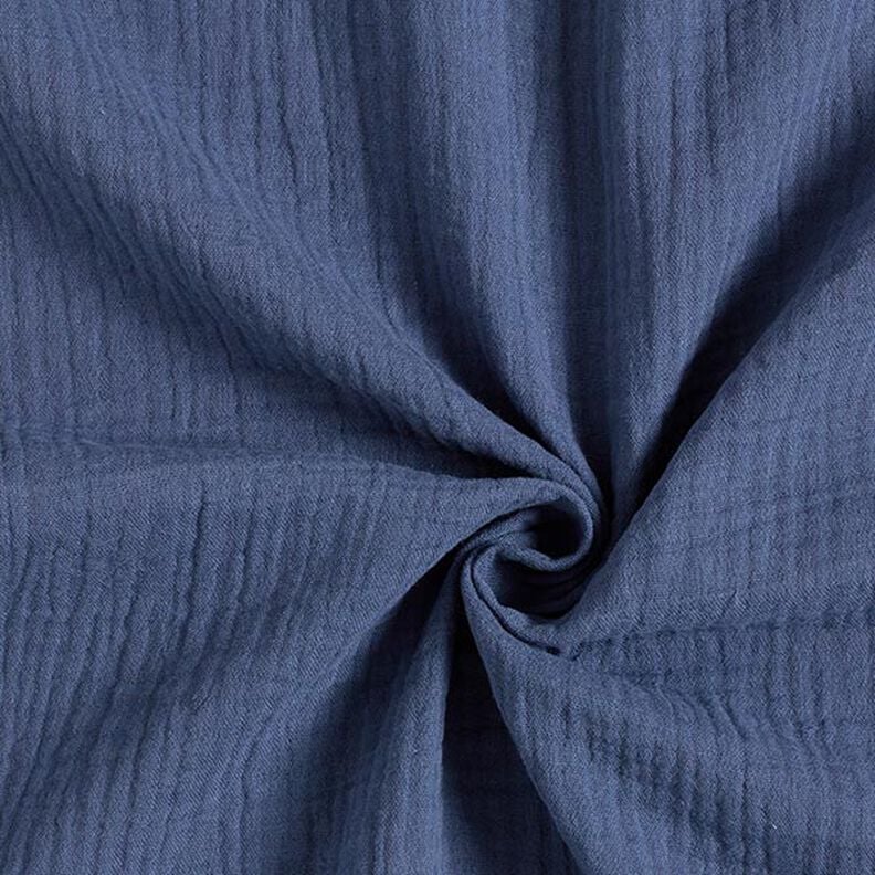 GOTS Musselina/ Tecido plissado duplo | Tula – azul ganga,  image number 1