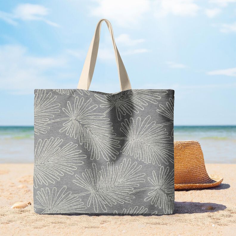 Tecido para decoração Jacquard Contornos de folhas – cinzento,  image number 8