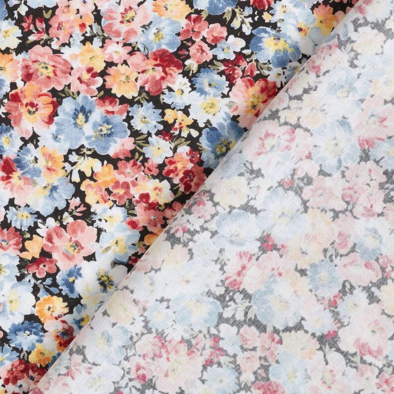 Tecido de viscose Prado de flores – jeans azul claro/preto,  image number 4