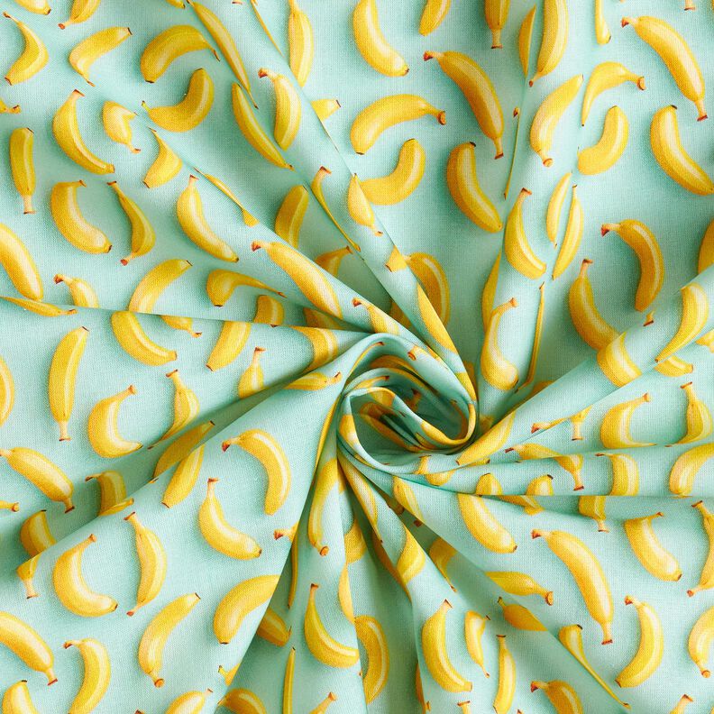 Tecido de algod&atilde;o Popelina Bananas &ndash; eucalipto/amarelo-sol,  image number 3