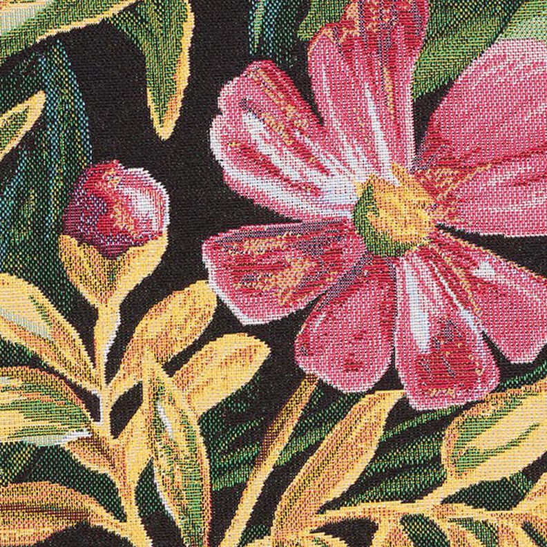Tecido para decoração Gobelina Flores – preto/verde,  image number 9