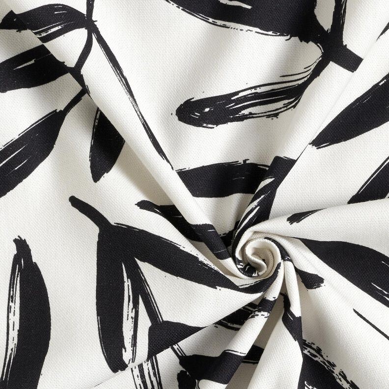 Tecido para decora&ccedil;&atilde;o Meio linho Panam&aacute; Folhas minimalistas &ndash; preto/marfim,  image number 3