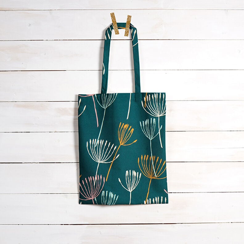 Tecido para decoração Meio linho Panamá Dentes-de-leão – azul petróleo/menta clara,  image number 8