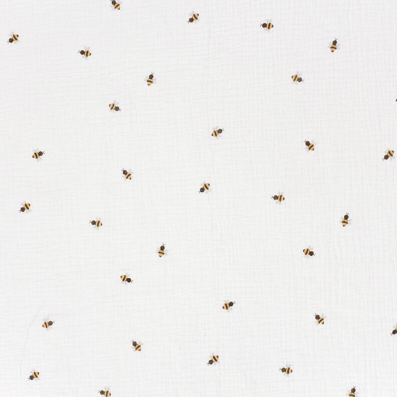 Musselina/ Tecido plissado duplo Abelhinha – branco sujo/dourado,  image number 1