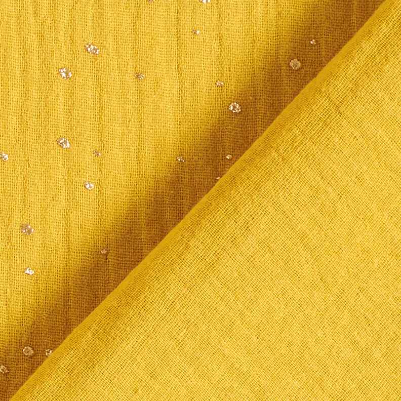 Algodão Musselina Sarapintas douradas espalhadas – amarelo-caril/dourado,  image number 4