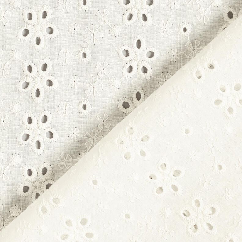 Cambraia de algodão Bordado inglês Fileiras de flores – branco sujo,  image number 4