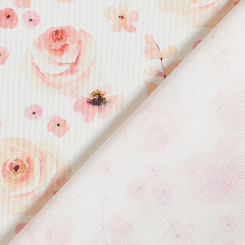 Jersey de algodão Rosas em aguarela Impressão Digital – marfim/salmão,  image number 4