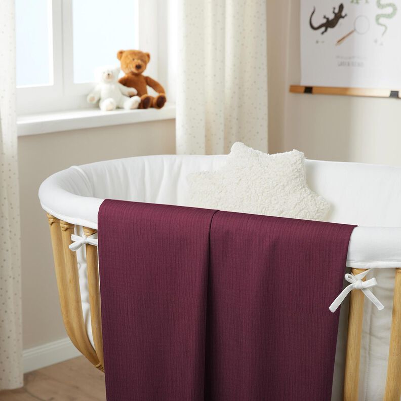 GOTS Musselina de algodão de três camadas – merlot,  image number 8