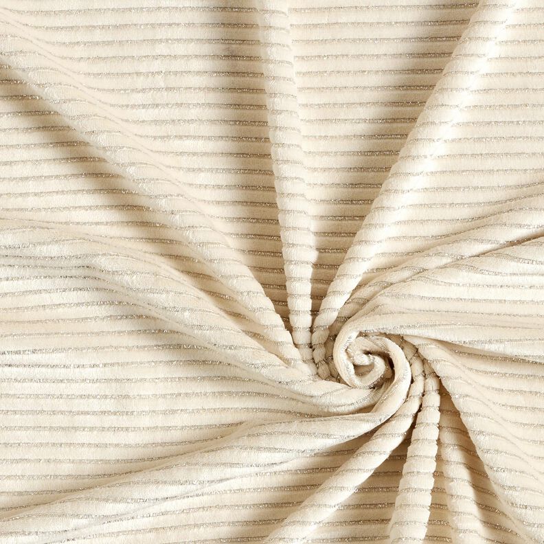Tecido aveludado Nicki Riscas brilho – bege claro/prata metálica,  image number 3