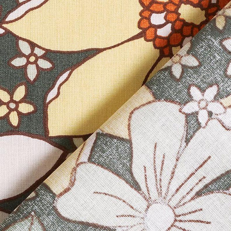 Tecido de algodão Cretone Flores retro – laranja-claro/amarelo claro,  image number 4
