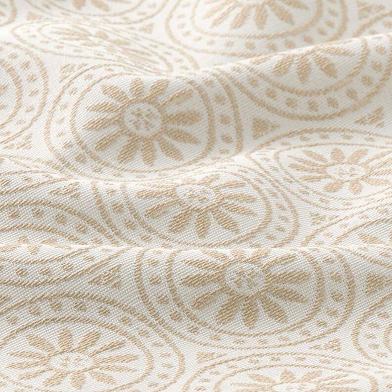 Tecido para exteriores jacquard Ornamentos círculos – beige/branco sujo,  image number 2