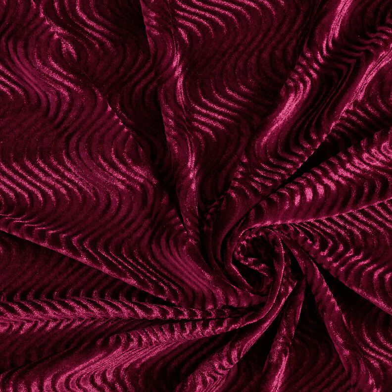 Veludo Stretch Ondas em relevo – bordô,  image number 3