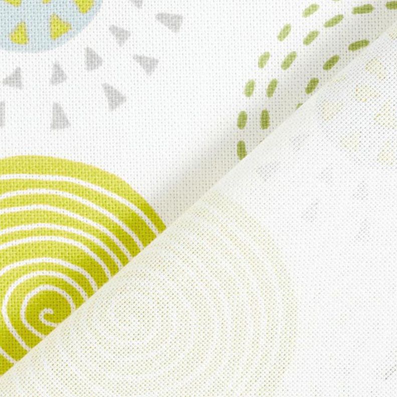 Tecido para decoração Meio linho Panamá círculos pintados – verde maçã/branco,  image number 4
