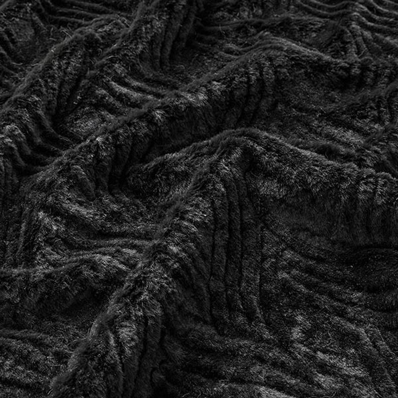 Pelo artificial Linhas onduladas – preto,  image number 2