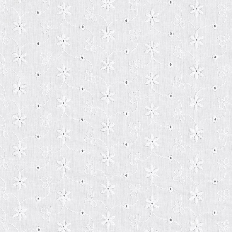 Cambraia de algodão Bordado inglês Gavinhas florais – branco,  image number 1