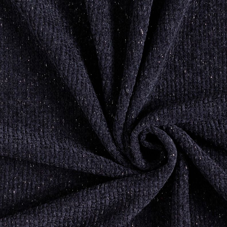 Chenille Malha Jacquard Brilho – preto azulado/prata metálica,  image number 1