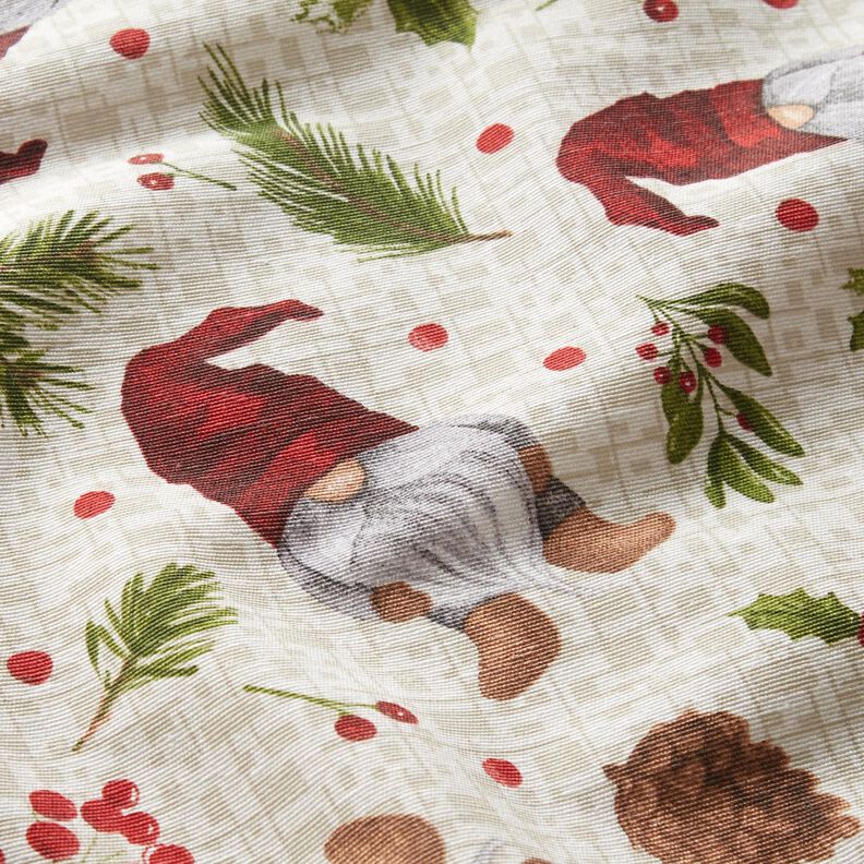 Tecido para decoração Lona Duende com gorro – bege claro/vermelho escuro,  image number 2