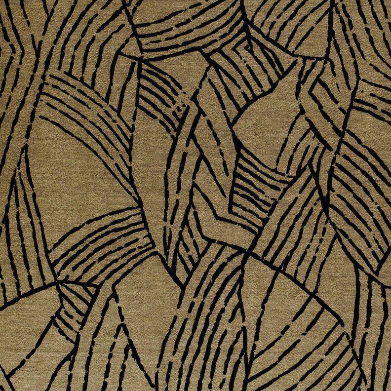 Jersey Romanit Folhas abstratas – oliva escura/preto | Retalho 90cm,  image number 1