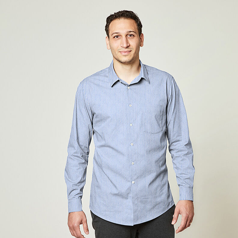 Tecido para blusas Mistura de algodão Riscas – azul claro/branco,  image number 6