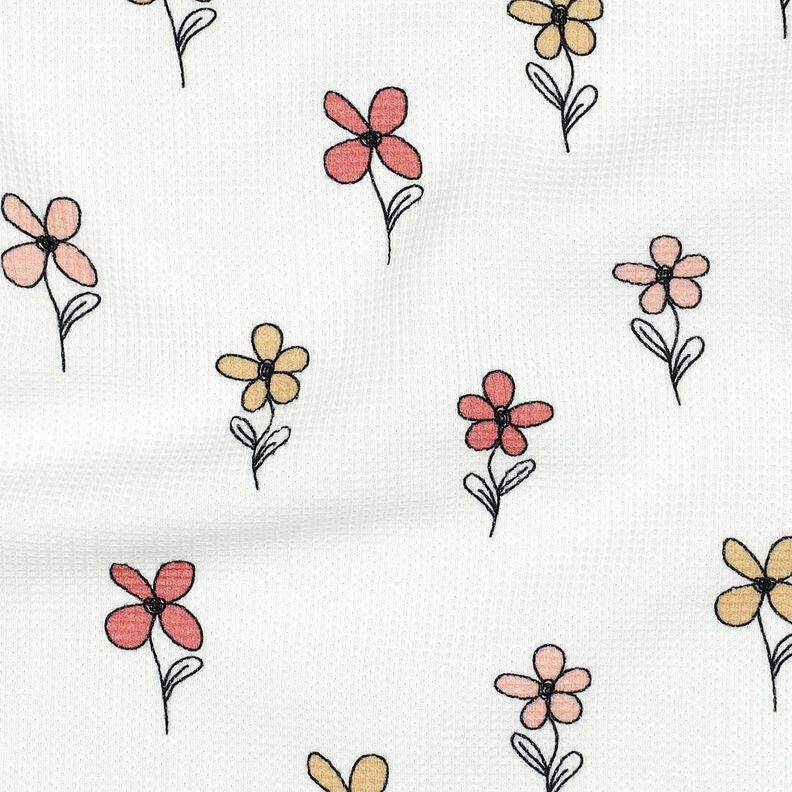 Jersey Favos Flores | Poppy Fabrics – marfim/damasco,  image number 2