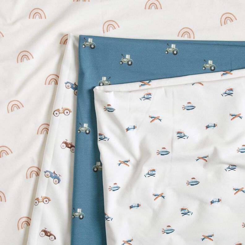 GOTS Jersey de algodão Trator Impressão Digital – azul ganga,  image number 5