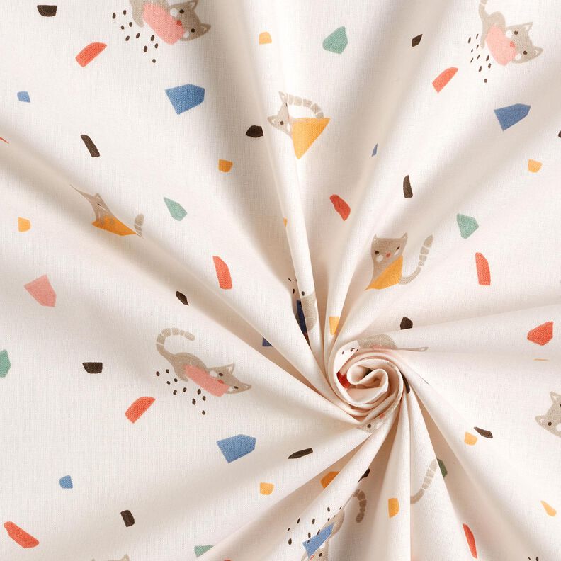 Popelina de algodão Gatos Confete – marfim/taupe claro,  image number 3