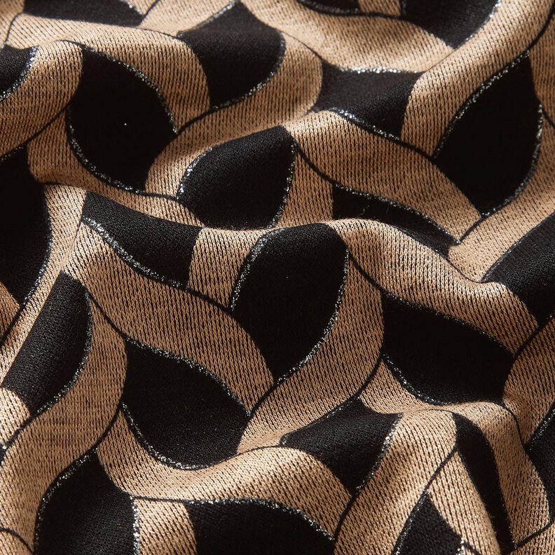 Jersey de viscose Padrão entrançado brilhante – preto/damasco,  image number 5