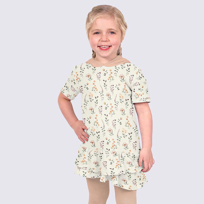 Musselina/ Tecido plissado duplo Prado selvagem Impressão Digital – branco,  image number 6