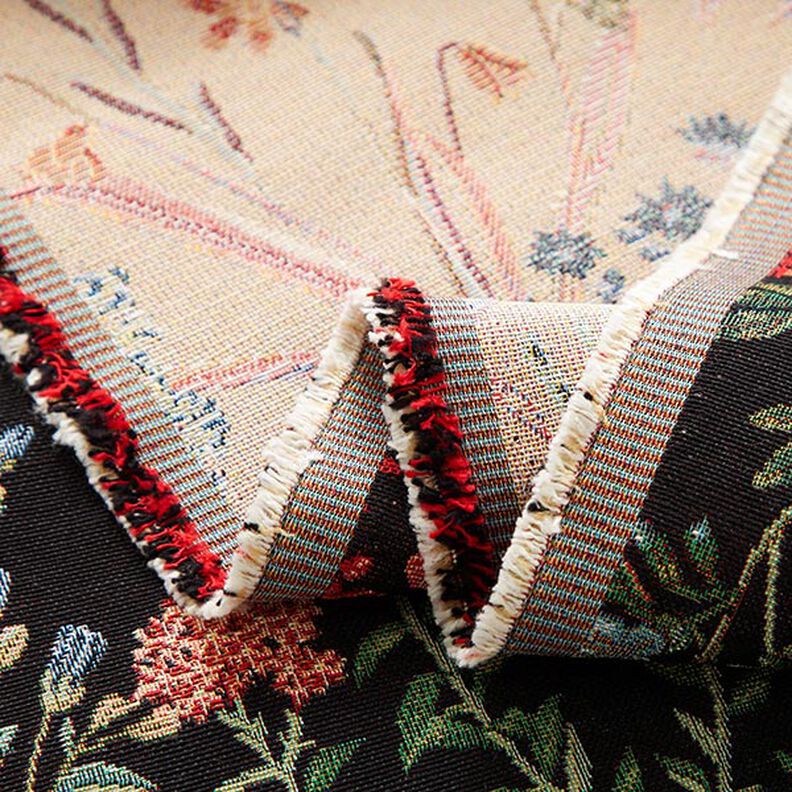 Tecido para decoração Gobelina Prado de flores – preto,  image number 3