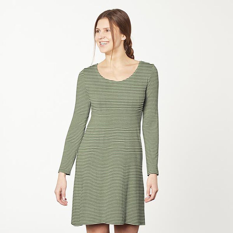 Jersey de algodão Riscas estreitas – verde amarelado/verde-pinheiro,  image number 8