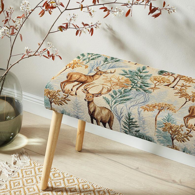 Tecido para decora&ccedil;&atilde;o Gobelina floresta de outono &ndash; bege claro/verde,  image number 5