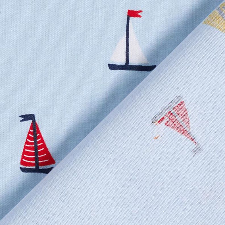 Popelina de algodão Barcos à vela e gaivotas – azul-celeste,  image number 4