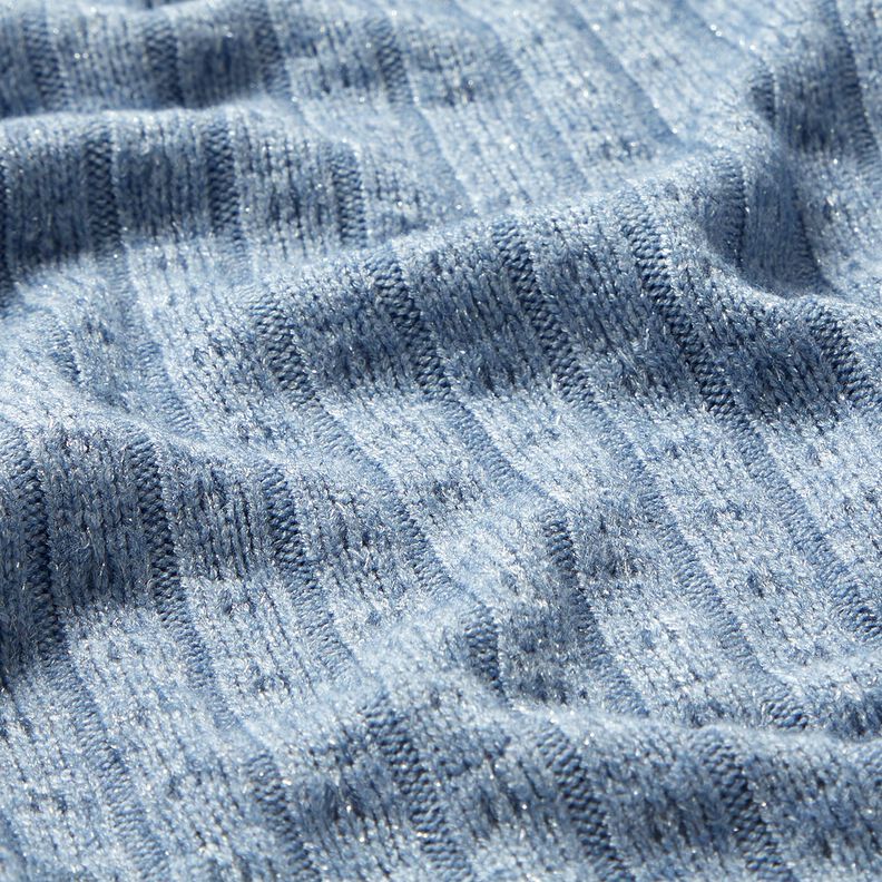 Tecido de malha Ajour Riscas brilhantes requintadas – azul claro,  image number 2