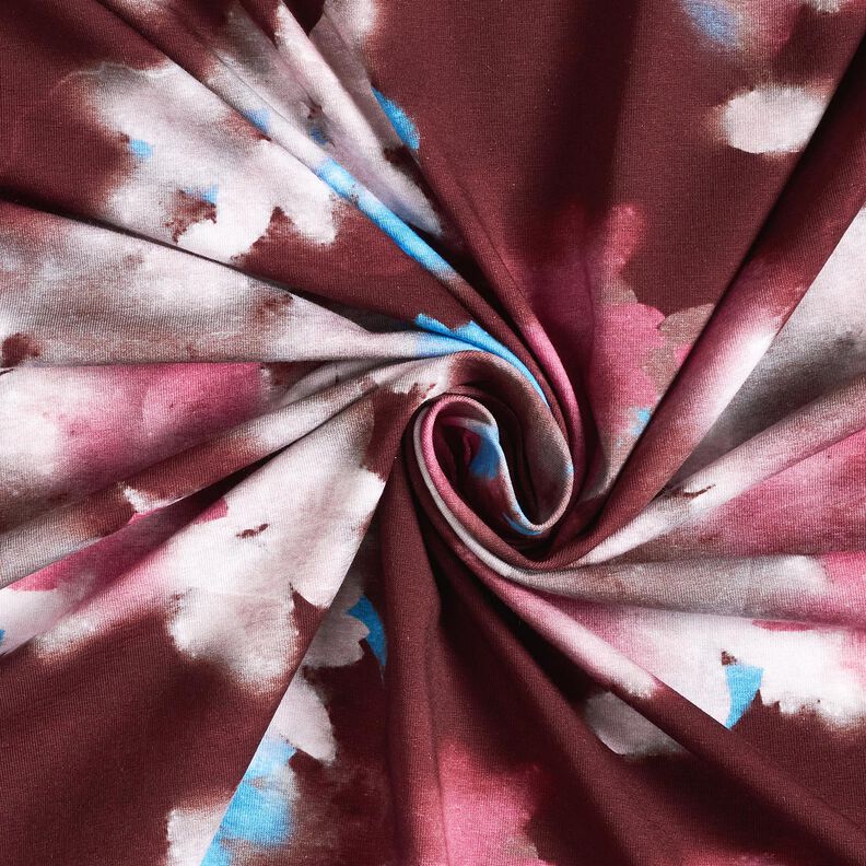 Jersey de algodão Flores esbatidas Impressão digital – merlot/azul,  image number 3