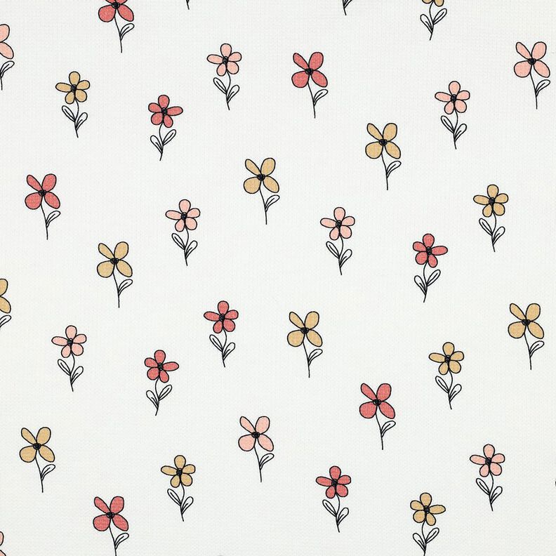 Jersey Favos Flores | Poppy Fabrics – marfim/damasco,  image number 1